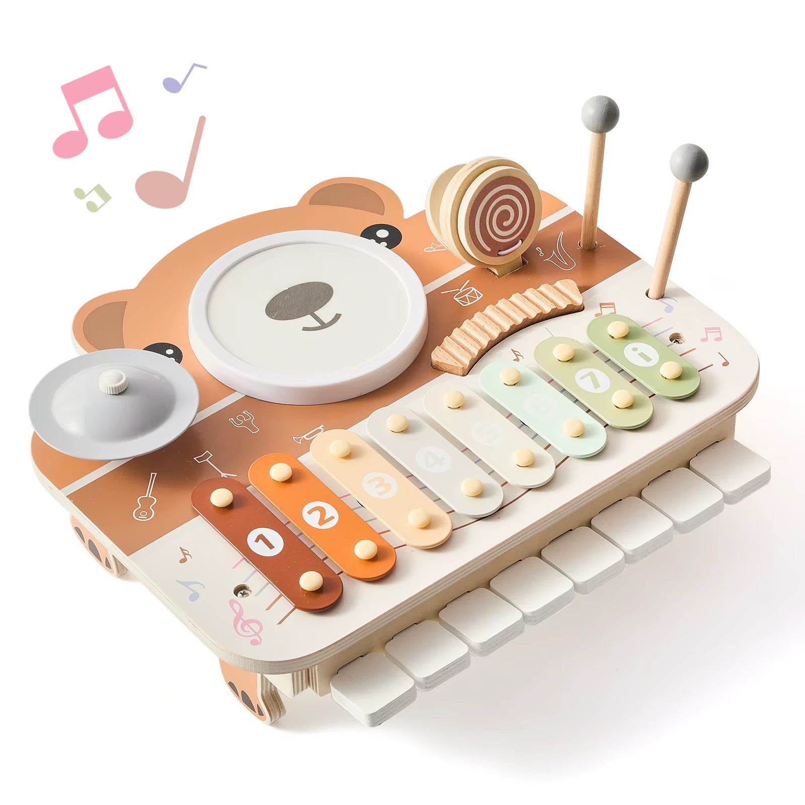 Bear Piano Xylophone - Baby Musical Instrument - Fine Finger Movement - FLUFFI
