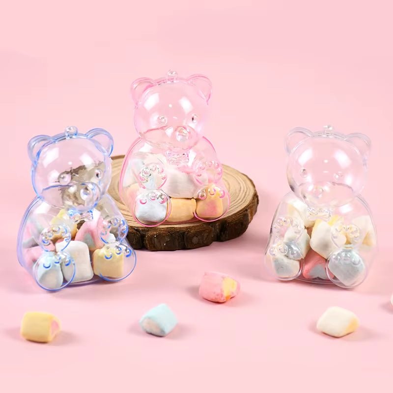 Bear Shape Candy Box Transparent Jewelry Snack Gift Packaging Box Wedding Birthday Party Decor Supplies Baby Shower Favors - FLUFFI
