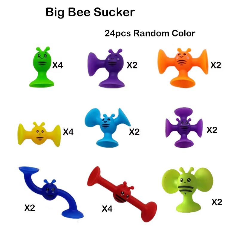 Bees Suction Cup Toy, Soft Building Blocks Pop Sucker,Small Throw Darts Set,Parent - Child Interactive Game - FLUFFI