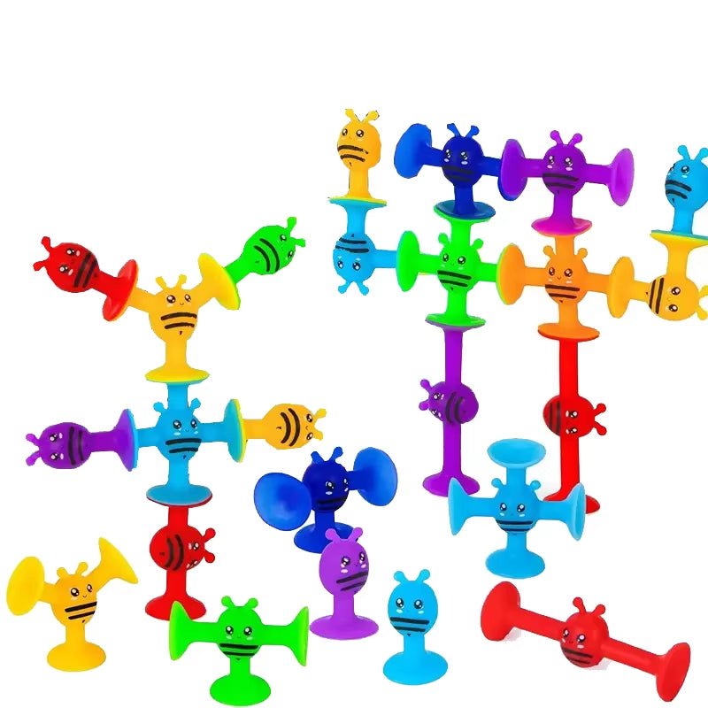 Bees Suction Cup Toy, Soft Building Blocks Pop Sucker,Small Throw Darts Set,Parent - Child Interactive Game - FLUFFI