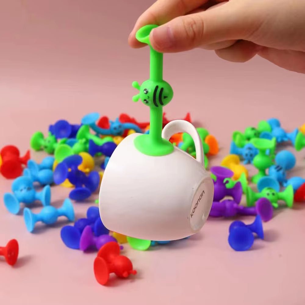 Bees Suction Cup Toy, Soft Building Blocks Pop Sucker,Small Throw Darts Set,Parent - Child Interactive Game - FLUFFI