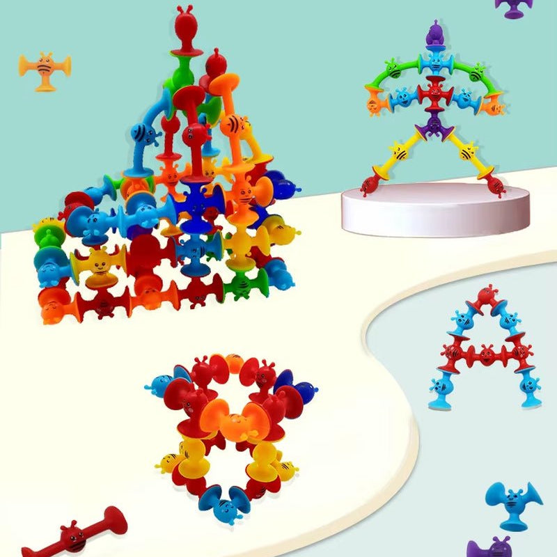 Bees Suction Cup Toy, Soft Building Blocks Pop Sucker,Small Throw Darts Set,Parent - Child Interactive Game - FLUFFI
