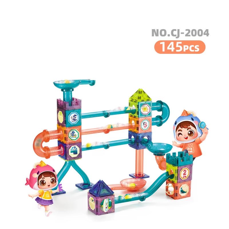 Big Size Magnetic Building Tiles 3D Building Blocks Construction Set Marble Run Magnet Blocks for Kids STEM Early Learning Toys - FLUFFI