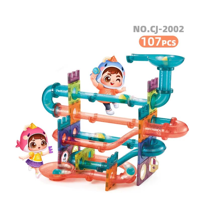 Big Size Magnetic Building Tiles 3D Building Blocks Construction Set Marble Run Magnet Blocks for Kids STEM Early Learning Toys - FLUFFI