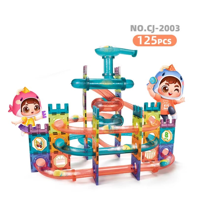 Big Size Magnetic Building Tiles 3D Building Blocks Construction Set Marble Run Magnet Blocks for Kids STEM Early Learning Toys - FLUFFI