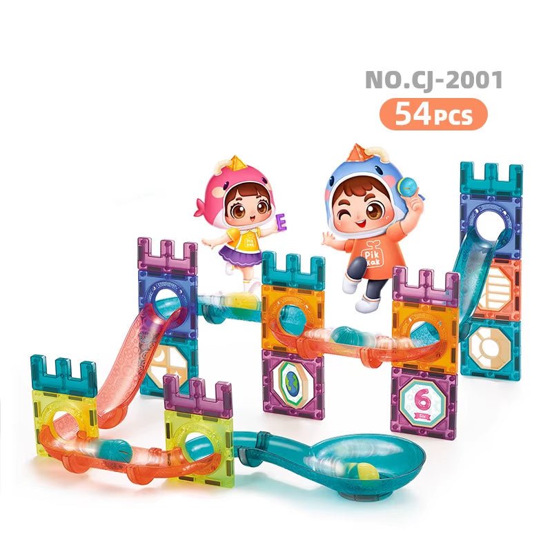 Big Size Magnetic Building Tiles 3D Building Blocks Construction Set Marble Run Magnet Blocks for Kids STEM Early Learning Toys - FLUFFI
