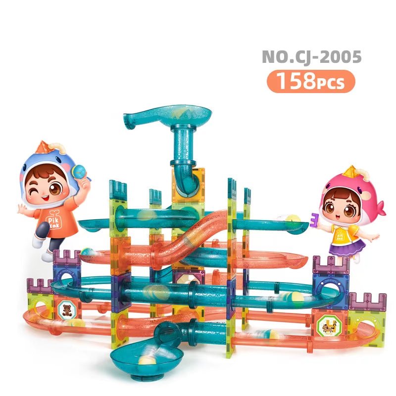 Big Size Magnetic Building Tiles 3D Building Blocks Construction Set Marble Run Magnet Blocks for Kids STEM Early Learning Toys - FLUFFI