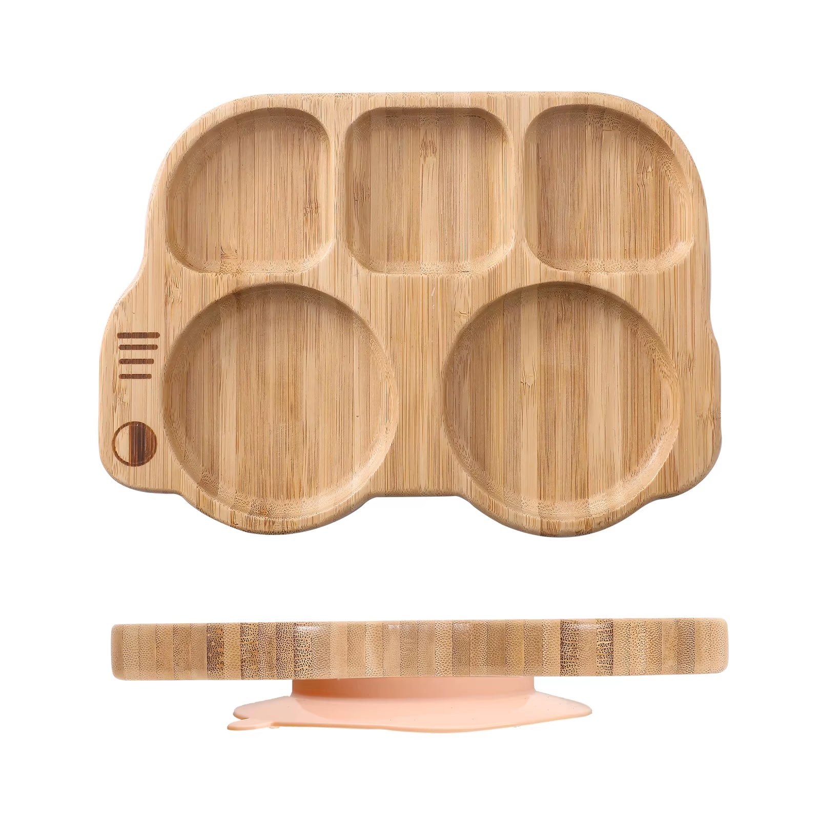 Bopoobo Children'S Tableware Suction Plate Bowl Baby Dishes Baby Feeding Dishes Spoon Fork Sets Bamboo Plate for Kids Tableware - FLUFFI