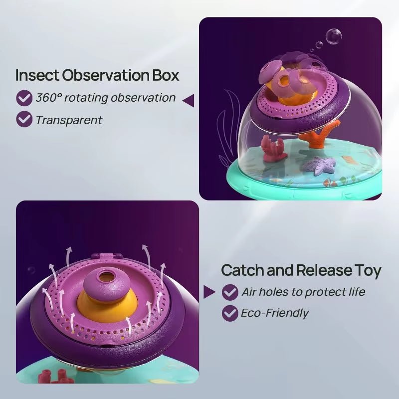Bug Catcher Kit Critter Cage Butterfly Bug House Insect Observation Box with 5X Magnifying Glass Portable Explorer Kit for Kids - FLUFFI