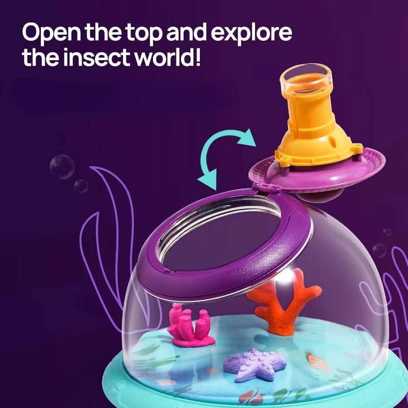 Bug Catcher Kit Critter Cage Butterfly Bug House Insect Observation Box with 5X Magnifying Glass Portable Explorer Kit for Kids - FLUFFI