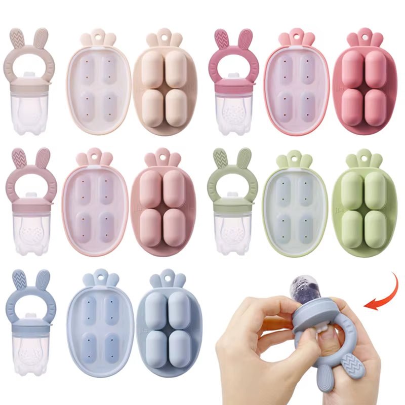 Bunny Animal Design Fruit Feeder Set Breast Milk Freezer Tray Food Soup Silicone Vegetable Feeder Nursing Toddler Teething Toy - FLUFFI