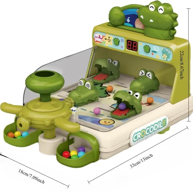 Cartoon Crocodile Table Games Pinball Shooting Machine Toys for Kids Dinosaur Themed Score Shooting Target Game with Light Music - FLUFFI