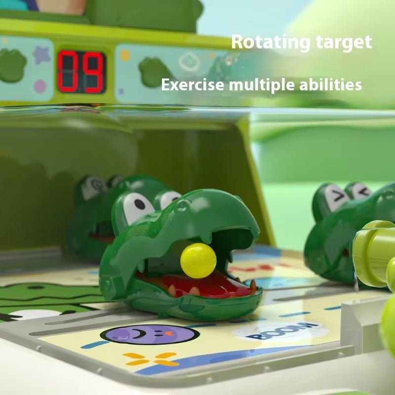 Cartoon Crocodile Table Games Pinball Shooting Machine Toys for Kids Dinosaur Themed Score Shooting Target Game with Light Music - FLUFFI