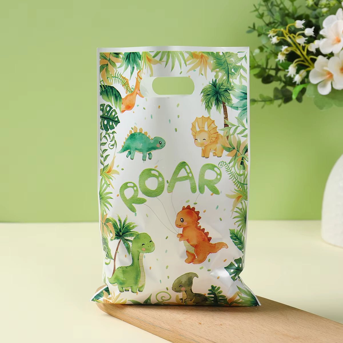 Cartoon Dinosaur Plastic Gift Bag Candy Bag Dinosaur Birthday Party Decor Kids Birthday Party Supplies Favors Baby Shower Decor - FLUFFI