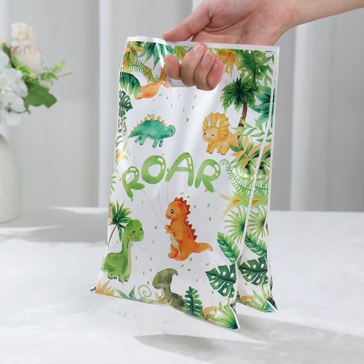 Cartoon Dinosaur Plastic Gift Bag Candy Bag Dinosaur Birthday Party Decor Kids Birthday Party Supplies Favors Baby Shower Decor - FLUFFI
