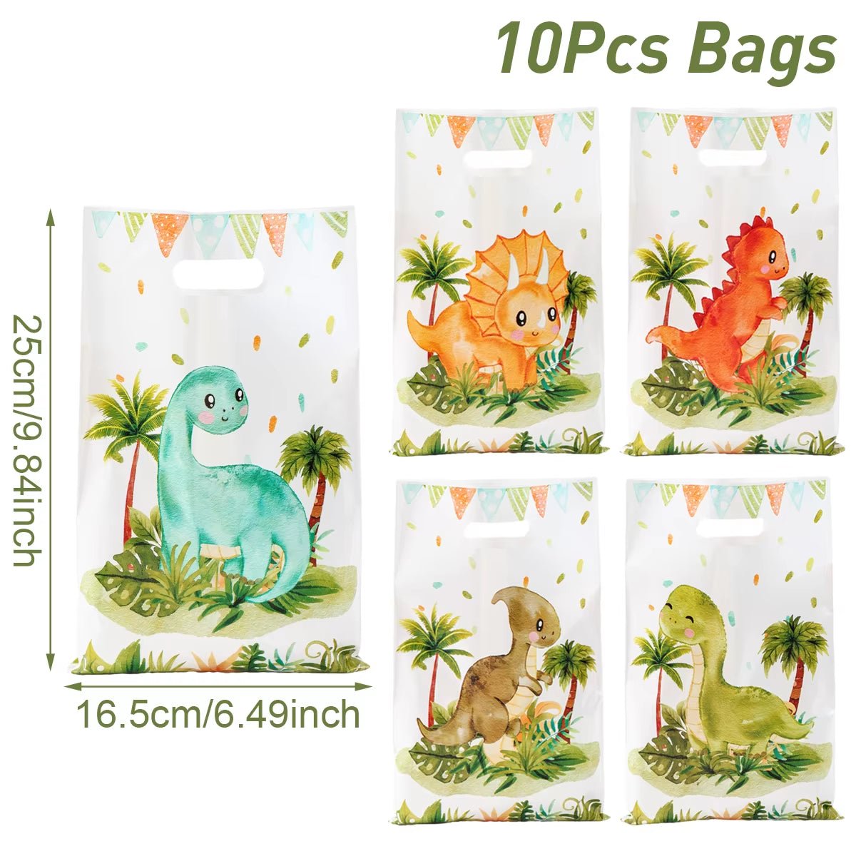 Cartoon Dinosaur Plastic Gift Bag Candy Bag Dinosaur Birthday Party Decor Kids Birthday Party Supplies Favors Baby Shower Decor - FLUFFI