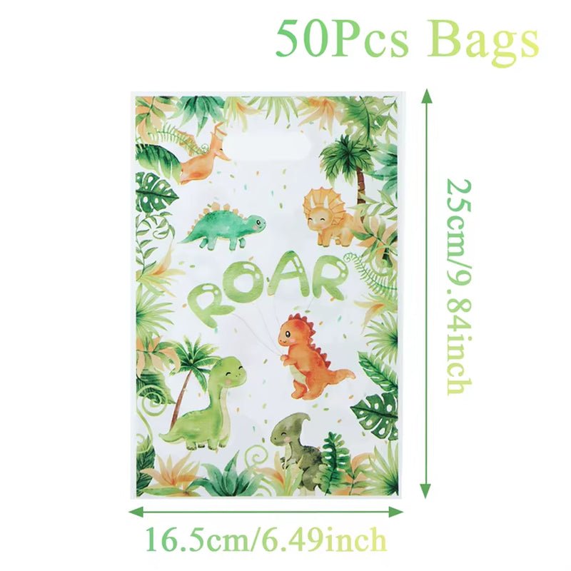 Cartoon Dinosaur Plastic Gift Bag Candy Bag Dinosaur Birthday Party Decor Kids Birthday Party Supplies Favors Baby Shower Decor - FLUFFI