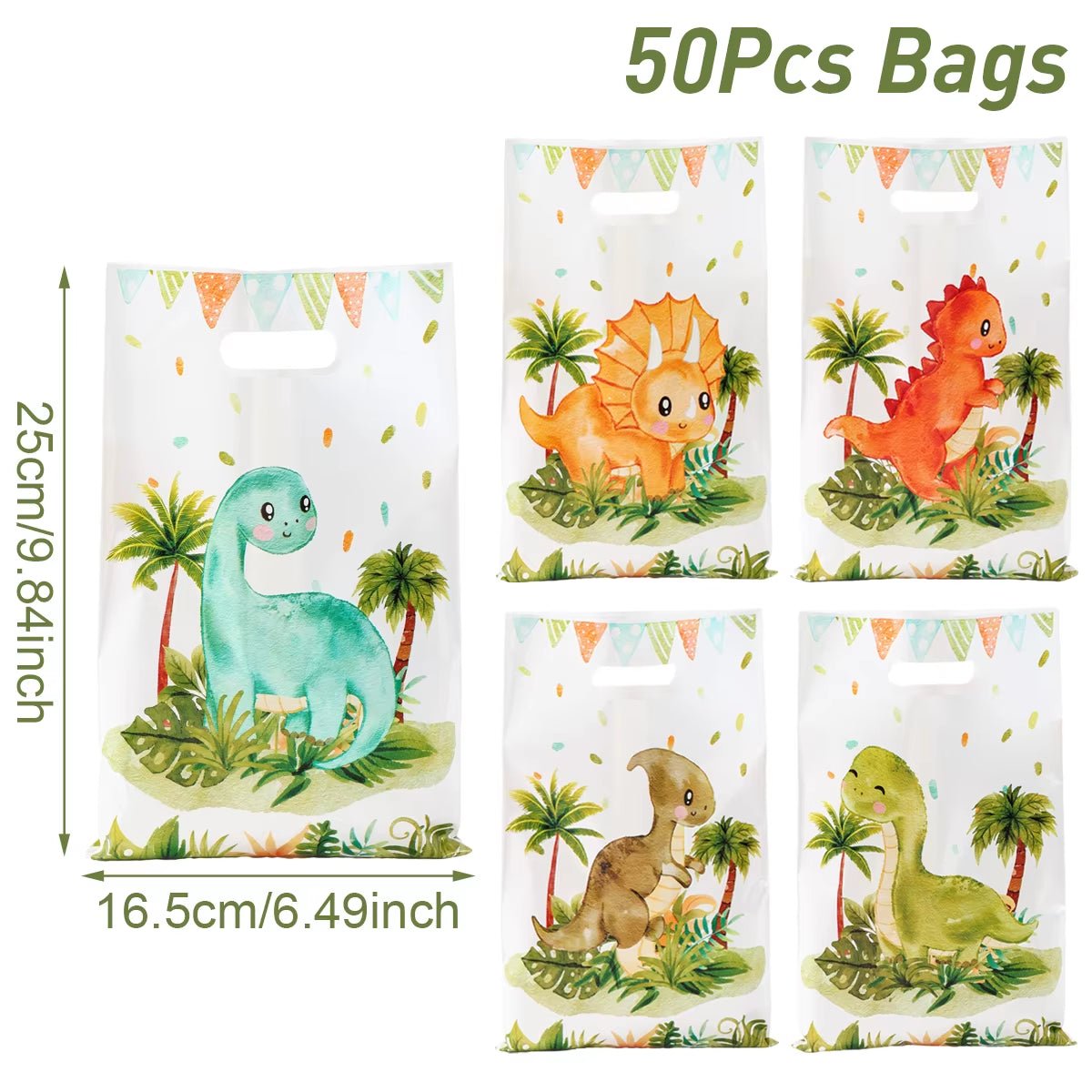 Cartoon Dinosaur Plastic Gift Bag Candy Bag Dinosaur Birthday Party Decor Kids Birthday Party Supplies Favors Baby Shower Decor - FLUFFI