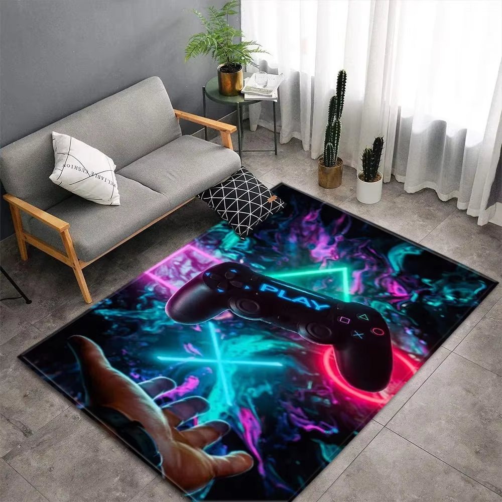Cartoon Game Console Carpet for Living Room Video Game Children Player Area Rug Soft Anti - Slip Bedroom Entrance Floor Mat - FLUFFI