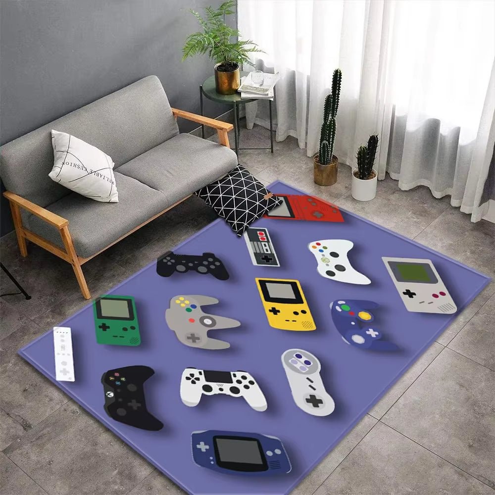Cartoon Game Console Carpet for Living Room Video Game Children Player Area Rug Soft Anti - Slip Bedroom Entrance Floor Mat - FLUFFI