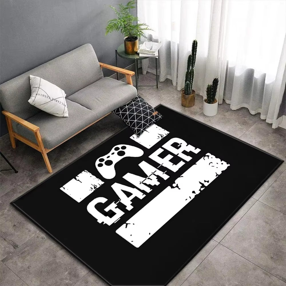 Cartoon Game Console Carpet for Living Room Video Game Children Player Area Rug Soft Anti - Slip Bedroom Entrance Floor Mat - FLUFFI
