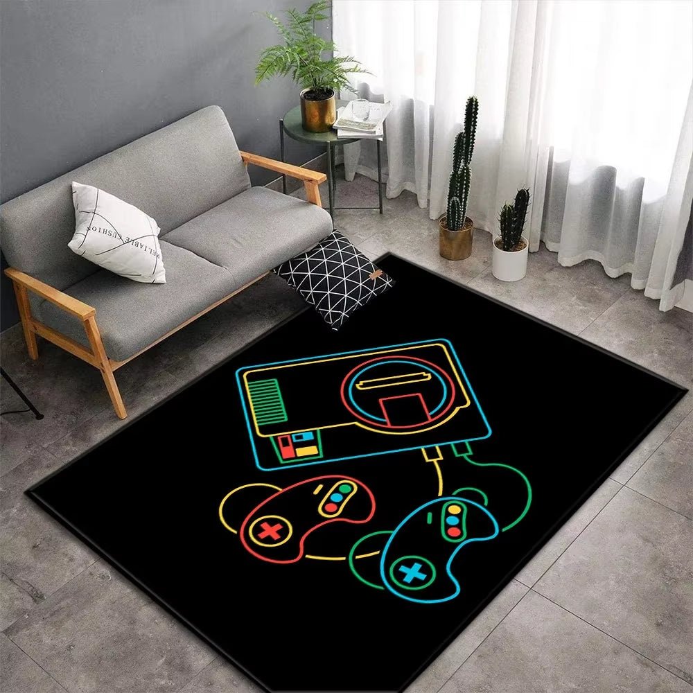 Cartoon Game Console Carpet for Living Room Video Game Children Player Area Rug Soft Anti - Slip Bedroom Entrance Floor Mat - FLUFFI