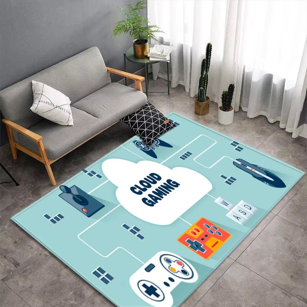 Cartoon Game Console Carpet for Living Room Video Game Children Player Area Rug Soft Anti - Slip Bedroom Entrance Floor Mat - FLUFFI