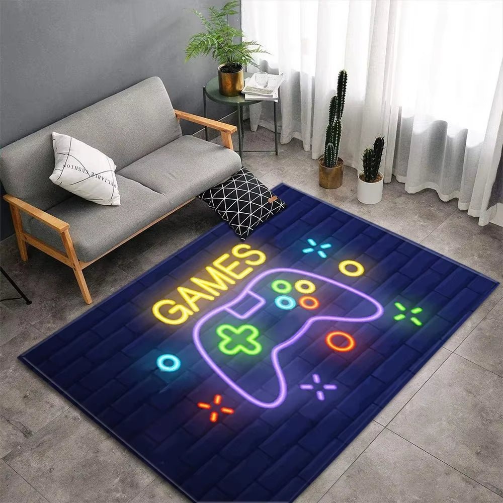Cartoon Game Console Carpet for Living Room Video Game Children Player Area Rug Soft Anti - Slip Bedroom Entrance Floor Mat - FLUFFI