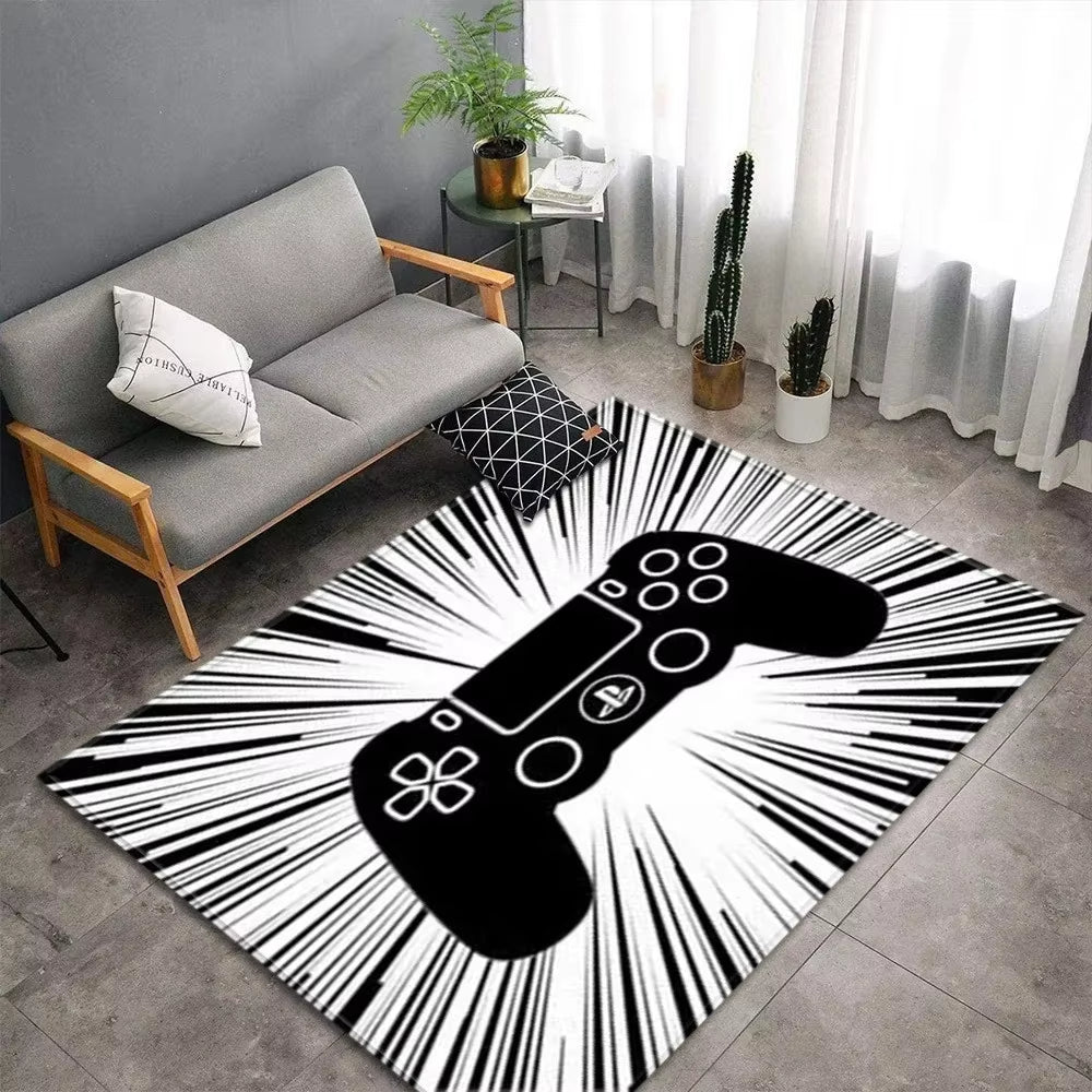 Cartoon Game Console Carpet for Living Room Video Game Children Player Area Rug Soft Anti - Slip Bedroom Entrance Floor Mat - FLUFFI