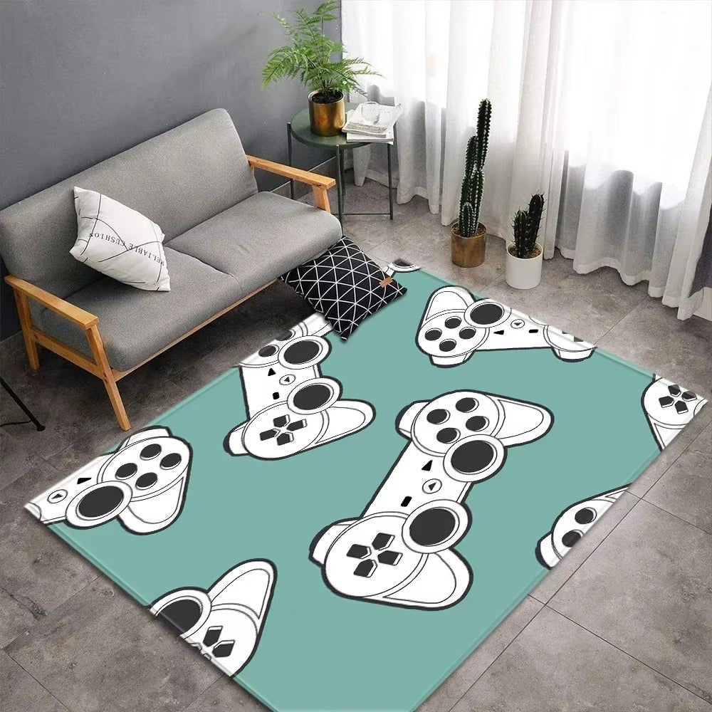 Cartoon Game Console Carpet for Living Room Video Game Children Player Area Rug Soft Anti - Slip Bedroom Entrance Floor Mat - FLUFFI