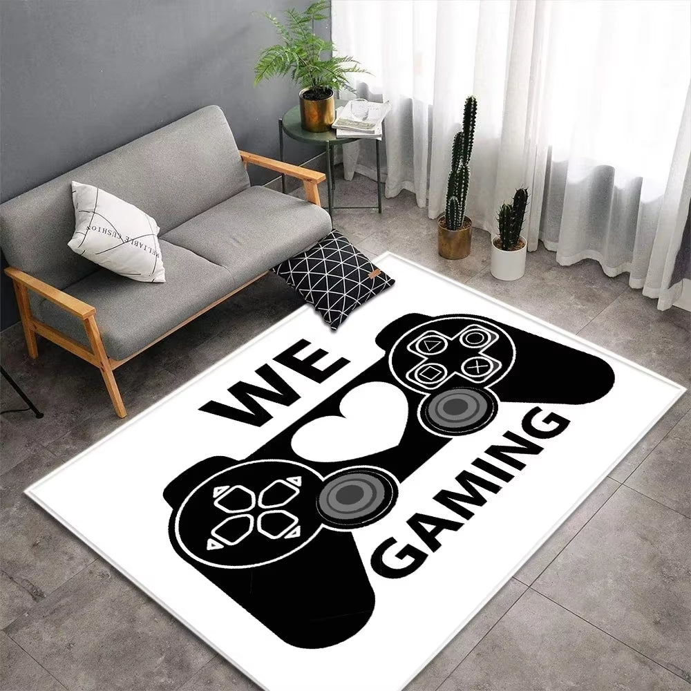 Cartoon Game Console Carpet for Living Room Video Game Children Player Area Rug Soft Anti - Slip Bedroom Entrance Floor Mat - FLUFFI