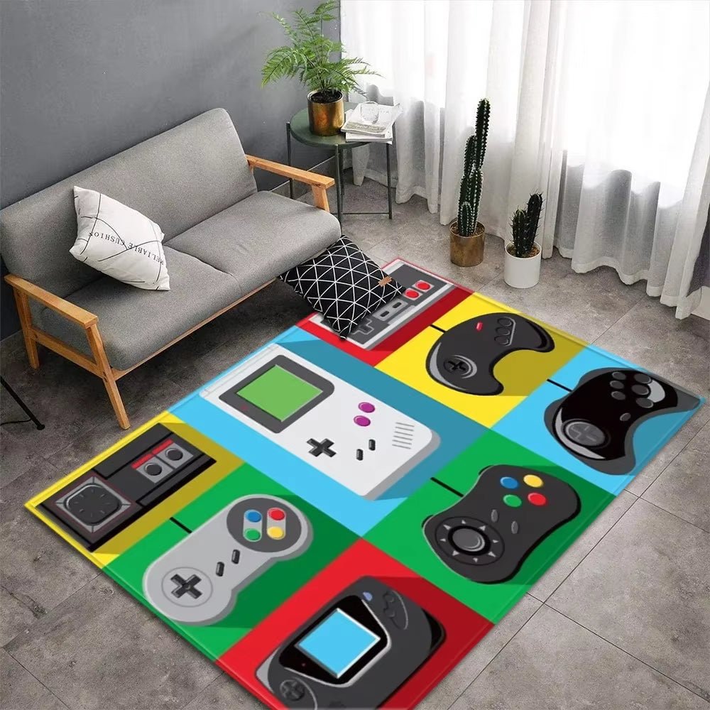 Cartoon Game Console Carpet for Living Room Video Game Children Player Area Rug Soft Anti - Slip Bedroom Entrance Floor Mat - FLUFFI