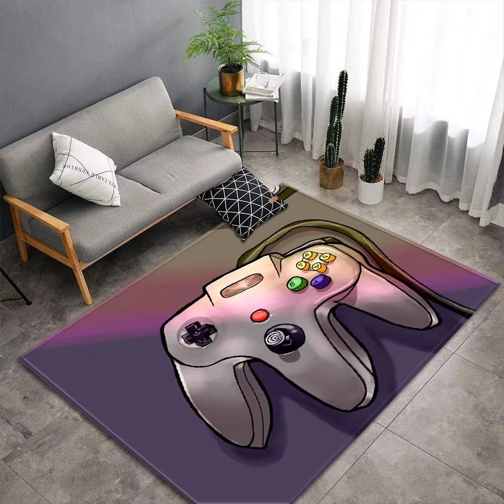 Cartoon Game Console Carpet for Living Room Video Game Children Player Area Rug Soft Anti - Slip Bedroom Entrance Floor Mat - FLUFFI