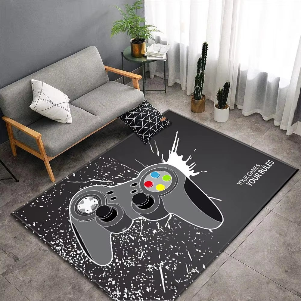 Cartoon Game Console Carpet for Living Room Video Game Children Player Area Rug Soft Anti - Slip Bedroom Entrance Floor Mat - FLUFFI