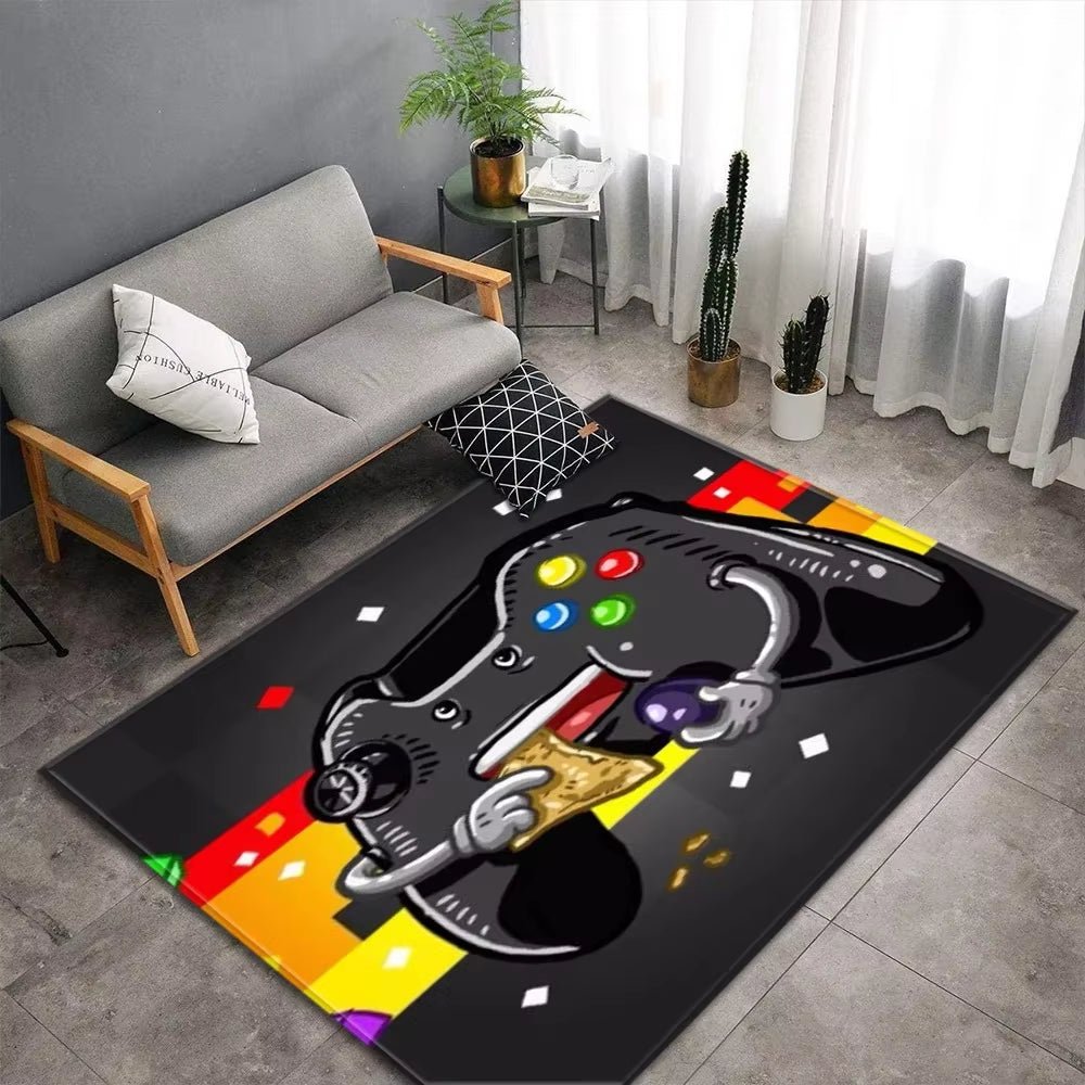 Cartoon Game Console Carpet for Living Room Video Game Children Player Area Rug Soft Anti - Slip Bedroom Entrance Floor Mat - FLUFFI