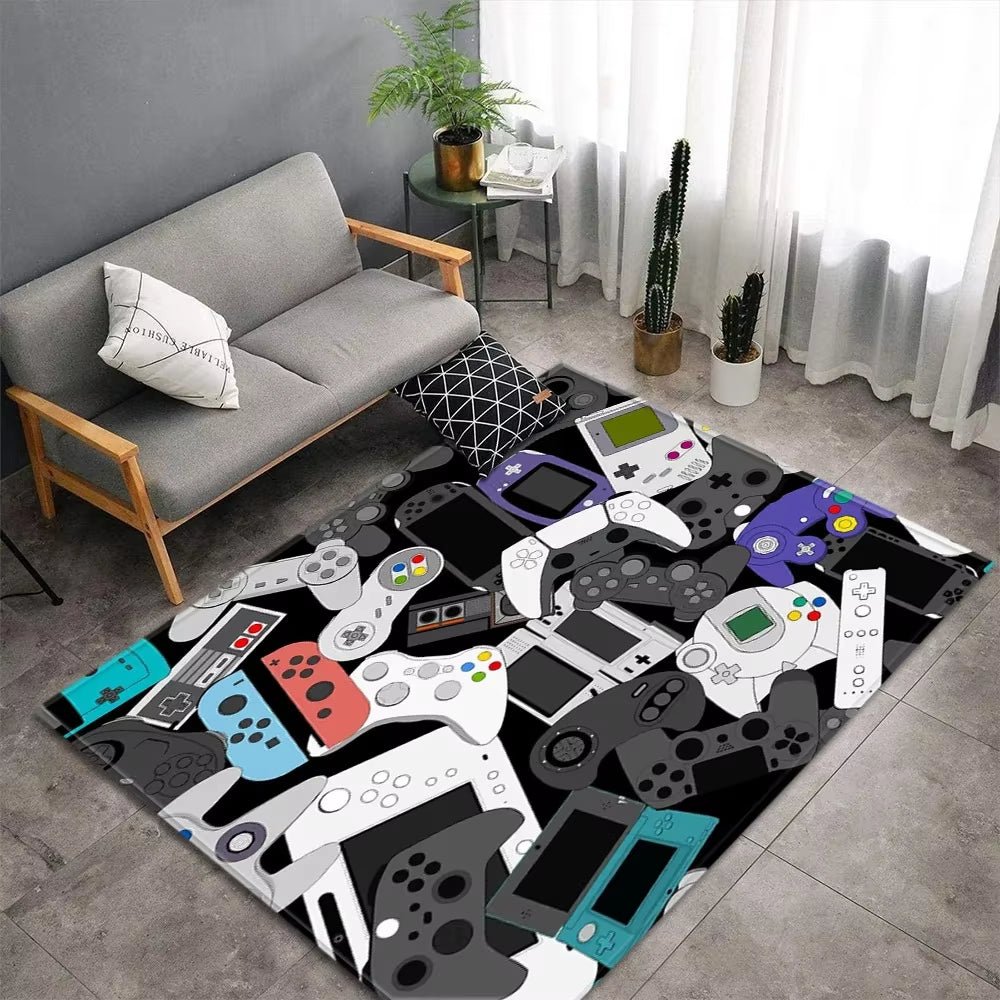Cartoon Game Console Carpet for Living Room Video Game Children Player Area Rug Soft Anti - Slip Bedroom Entrance Floor Mat - FLUFFI