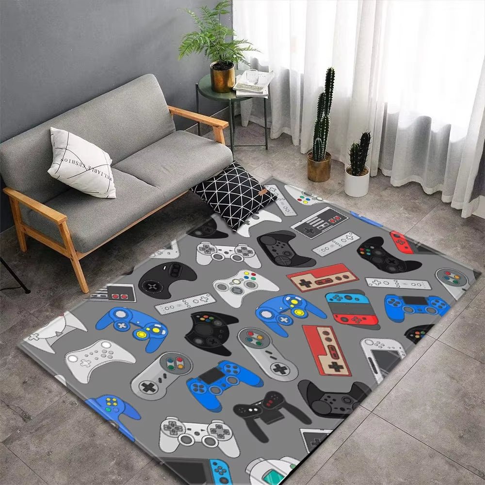 Cartoon Game Console Carpet for Living Room Video Game Children Player Area Rug Soft Anti - Slip Bedroom Entrance Floor Mat - FLUFFI