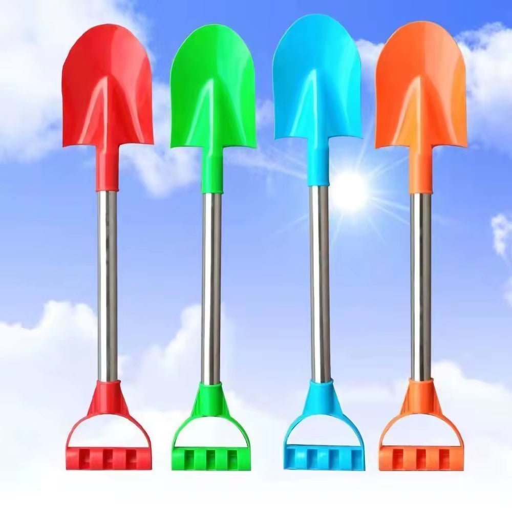 Children Beach Shovel 56Cm Stainless Steel Pointed Shovel Toy Sand Snow Thickened Play House Beach Shovel Outdoor - FLUFFI