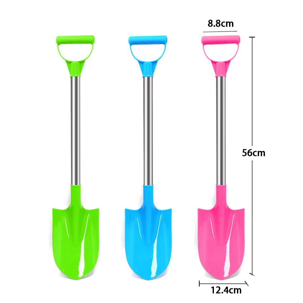 Children Beach Shovel 56Cm Stainless Steel Pointed Shovel Toy Sand Snow Thickened Play House Beach Shovel Outdoor - FLUFFI