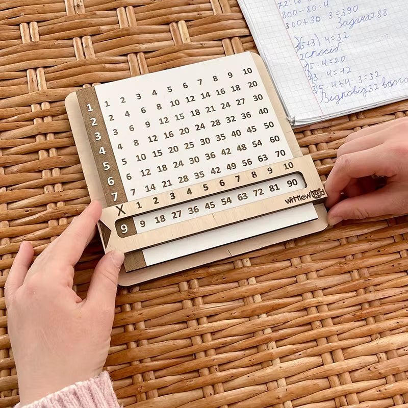 Children Wooden Slidable Multiplication Tables Montessori Toys Math Counting Board Teaching Tool Learn Educational Toys for Kids - FLUFFI