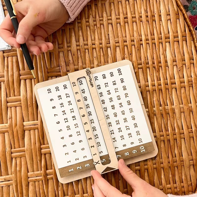Children Wooden Slidable Multiplication Tables Montessori Toys Math Counting Board Teaching Tool Learn Educational Toys for Kids - FLUFFI