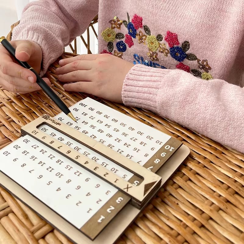 Children Wooden Slidable Multiplication Tables Montessori Toys Math Counting Board Teaching Tool Learn Educational Toys for Kids - FLUFFI