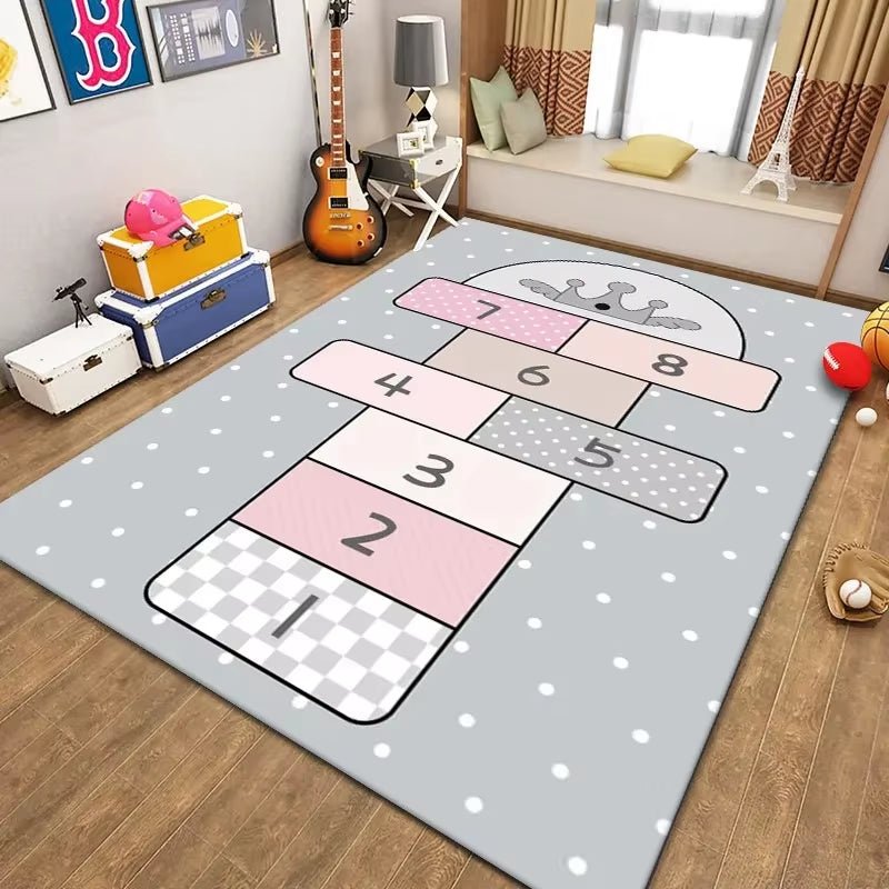 Children'S Hopscotch Boy Girl Cartoon Game Carpet Living Room Baby Cilming Non - Slip Indoor Mat Home Decoration Floor Rug - FLUFFI