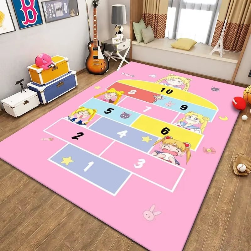 Children'S Hopscotch Boy Girl Cartoon Game Carpet Living Room Baby Cilming Non - Slip Indoor Mat Home Decoration Floor Rug - FLUFFI