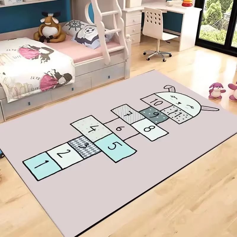 Children'S Hopscotch Boy Girl Cartoon Game Carpet Living Room Baby Cilming Non - Slip Indoor Mat Home Decoration Floor Rug - FLUFFI