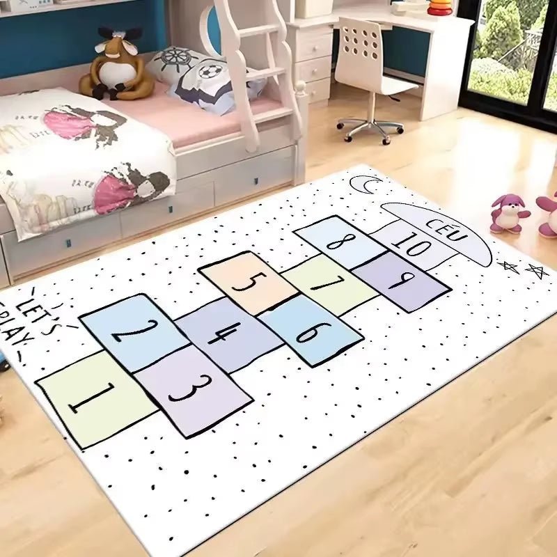 Children'S Hopscotch Boy Girl Cartoon Game Carpet Living Room Baby Cilming Non - Slip Indoor Mat Home Decoration Floor Rug - FLUFFI