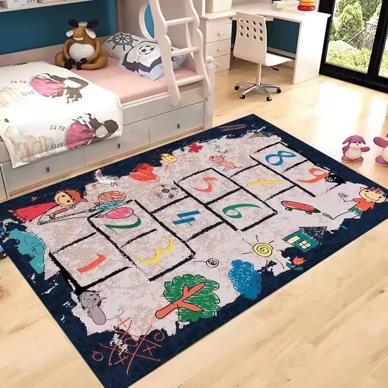 Children'S Hopscotch Boy Girl Cartoon Game Carpet Living Room Baby Cilming Non - Slip Indoor Mat Home Decoration Floor Rug - FLUFFI