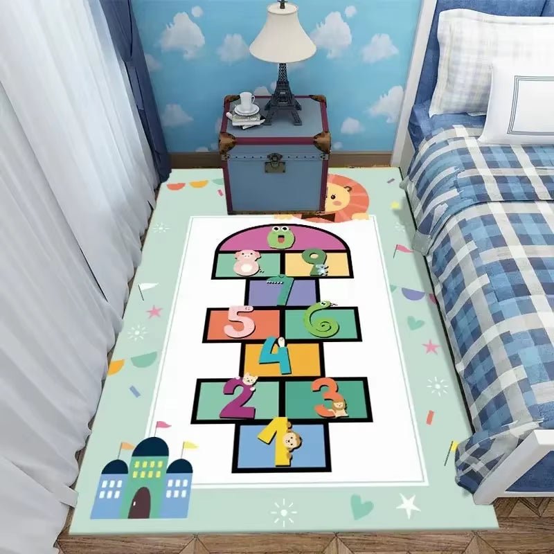 Children'S Hopscotch Boy Girl Cartoon Game Carpet Living Room Baby Cilming Non - Slip Indoor Mat Home Decoration Floor Rug - FLUFFI