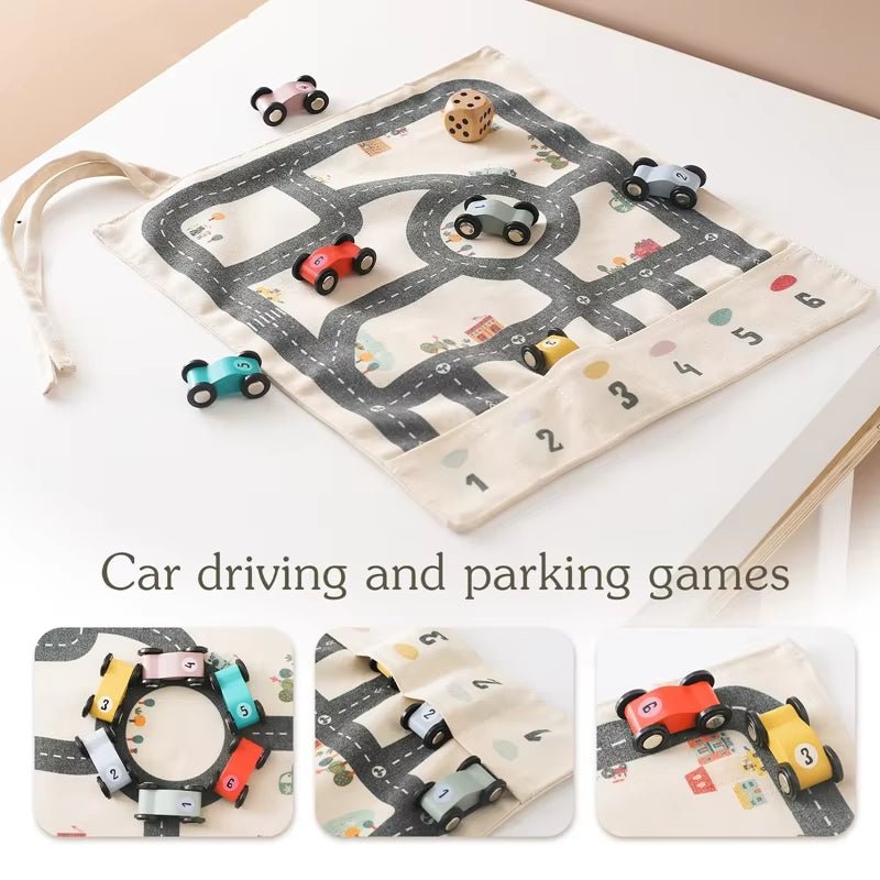 Children'S Montessori Traffic Toy 35*31 CM City Traffic Road Map Game Wooden Car Educational Toy Cartoon City Kid Game Gift - FLUFFI