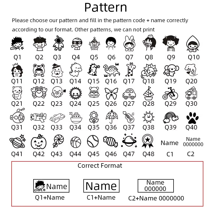 Children'S Name Seal Custom Double | Layer Black and White Ink - FLUFFI